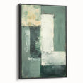 Modern Dining Room Art – Elegant Green & White Abstract Canvas