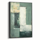 Modern Dining Room Art – Elegant Green & White Abstract Canvas
