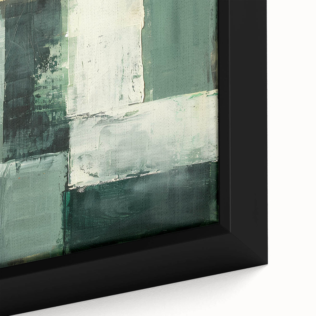 Modern Dining Room Art – Elegant Green & White Abstract Canvas
