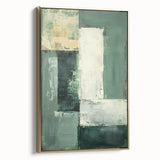 Modern Dining Room Art – Elegant Green & White Abstract Canvas