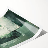 Modern Dining Room Art – Elegant Green & White Abstract Canvas