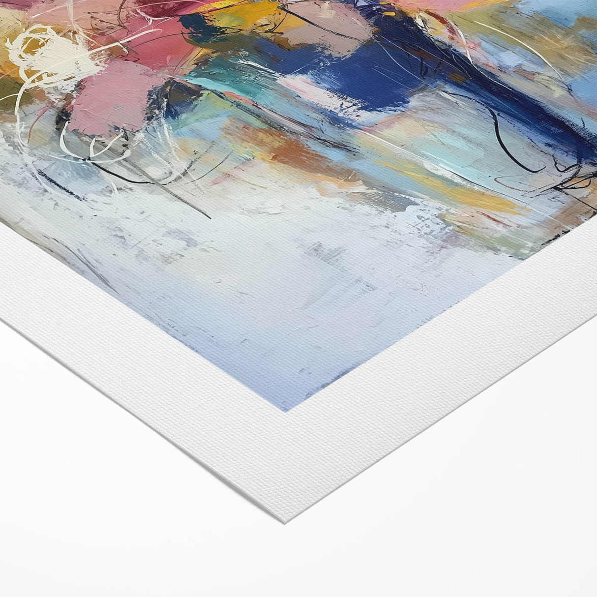 Abstract floral design on rolled canvas showcasing vibrant colors and intricate patterns, packaged securely in a sturdy cardboard tube for protection and easy display.