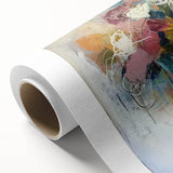 Abstract floral design on rolled canvas, showcasing vibrant colors and intricate patterns. Ideal for home decor, this artwork adds a modern touch to any space.