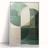 Abstract minimalist wall art featuring a framed acrylic design with a sleek white front view, ideal for modern home decor and aesthetic enhancement.