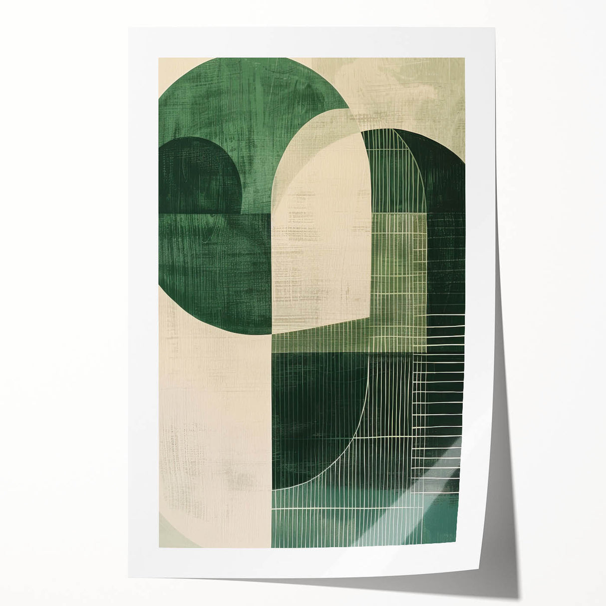 Abstract minimalist wall art print featuring soft pastel colors and geometric shapes, showcasing a modern design ideal for contemporary home decor.