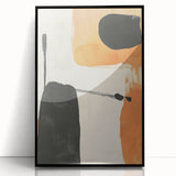Abstract minimalist wall art featuring a black framed design, showcasing geometric shapes and lines, perfect for modern home decor and artistic expression.