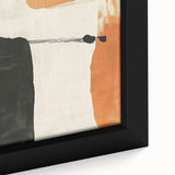 Abstract minimalist wall art print featuring a geometric design in soft earth tones, elegantly framed, showcasing intricate textures and patterns. Perfect for contemporary home decor.