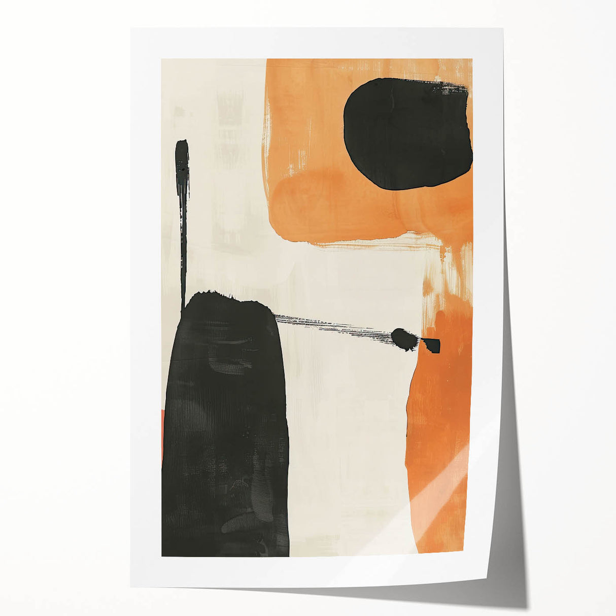 Abstract minimalist wall art print featuring soft pastel colors and geometric shapes, elegantly rolled for easy display or framing, perfect for modern decor.