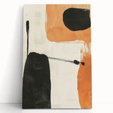 Abstract minimalist wall art on stretched canvas, featuring soft pastel colors and geometric shapes, leaning against a white wall, perfect for modern home decor.