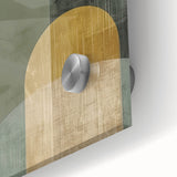 Abstract minimalist wall art design displayed on acrylic glass, featuring soft pastel colors and fluid shapes, perfect for modern home decor. The close-up highlights the texture and artistry, ideal for enhancing any living space.