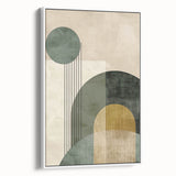 Abstract minimalist wall art framed canvas showcasing a white design, viewed from the side, ideal for modern home decor and enhancing interior aesthetics.