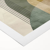 Abstract minimalist wall art print on rolled canvas, showcasing soft pastel colors and geometric shapes, perfect for modern home decor and artistic expression.