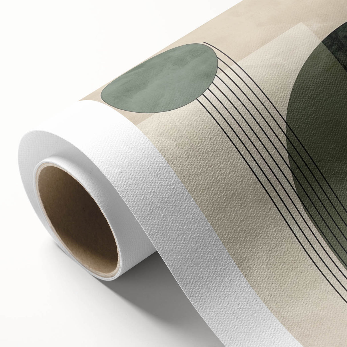 Abstract minimalist wall art on rolled canvas, showcasing soft pastel colors and geometric shapes, ideal for modern decor. Perfectly packaged in a durable cardboard tube.