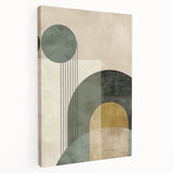 Abstract minimalist wall art on stretched canvas, showcasing soft pastel colors and geometric shapes, designed to enhance modern home decor and inspire creativity.