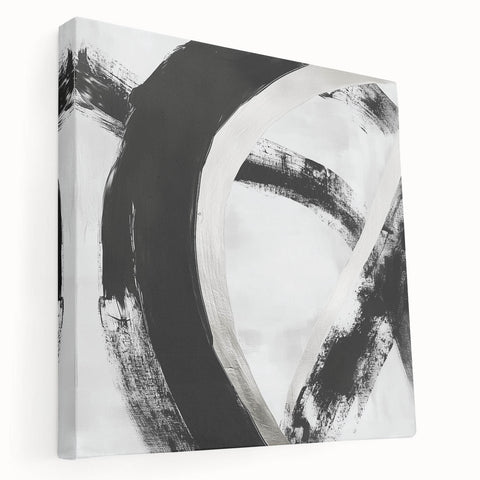 Minimalist Abstract Wall Art – Bold Black and White Canvas Print