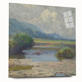 Modern Landscape Art – Tranquil Summer Scenery with Soft Greens and Blues