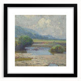 Modern Landscape Art – Tranquil Summer Scenery with Soft Greens and Blues