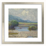 Modern Landscape Art – Tranquil Summer Scenery with Soft Greens and Blues