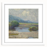 Modern Landscape Art – Tranquil Summer Scenery with Soft Greens and Blues