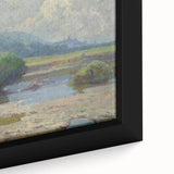 Modern Landscape Art – Tranquil Summer Scenery with Soft Greens and Blues