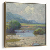 Modern Landscape Art – Tranquil Summer Scenery with Soft Greens and Blues