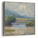 Modern Landscape Art – Tranquil Summer Scenery with Soft Greens and Blues