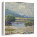 Modern Landscape Art – Tranquil Summer Scenery with Soft Greens and Blues