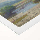 Modern Landscape Art – Tranquil Summer Scenery with Soft Greens and Blues