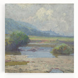 Modern Landscape Art – Tranquil Summer Scenery with Soft Greens and Blues