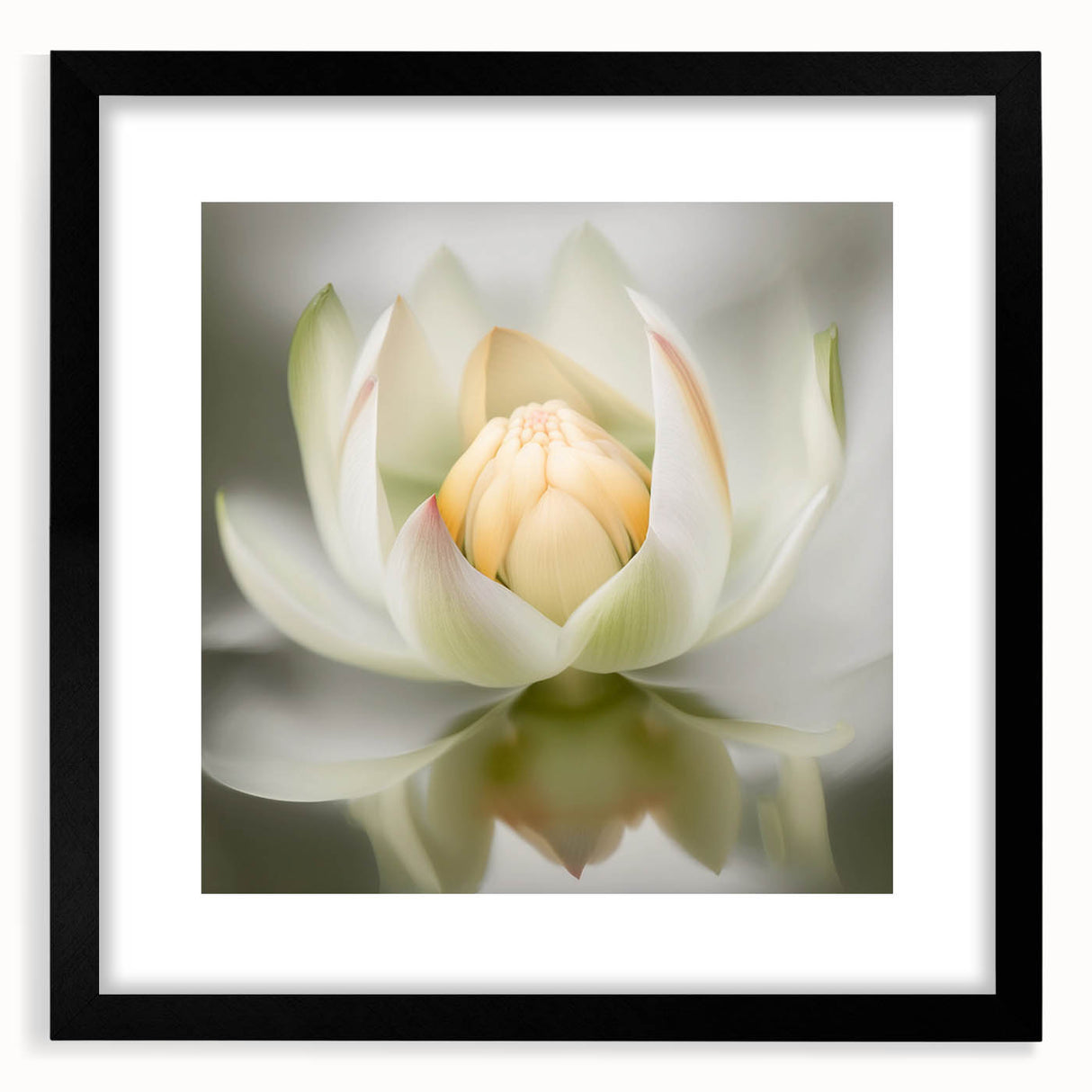 Serene Lotus Flower Living Room Wall Art – Framed Canvas Print