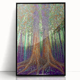 Framed acrylic artwork showcasing vibrant abstract florals in black and colorful tones, perfect for modern home decor and wall enhancement.