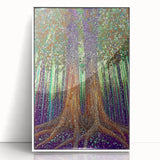 Framed acrylic artwork showcasing vibrant abstract florals in a sleek white frame, perfect for modern home decor. Ideal for adding a pop of color to any room.