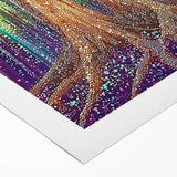 Vibrant abstract floral artwork on rolled canvas showcasing bold colors and intricate patterns, perfect for enhancing modern home decor. Packaged securely in a durable tube for safe shipping.