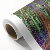 Abstract floral design rolled canvas artwork showcasing vibrant colors and intricate patterns, perfect for modern home decor. Packaged in a protective cardboard tube.