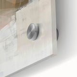 Close-up view of a vibrant abstract minimalist wall art piece printed on acrylic glass, showcasing intricate designs and a sleek modern aesthetic ideal for contemporary decor.