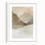 Abstract minimalist wall art featuring a sleek white frame with a mat, showcasing a subtle, geometric design that enhances modern interior decor.