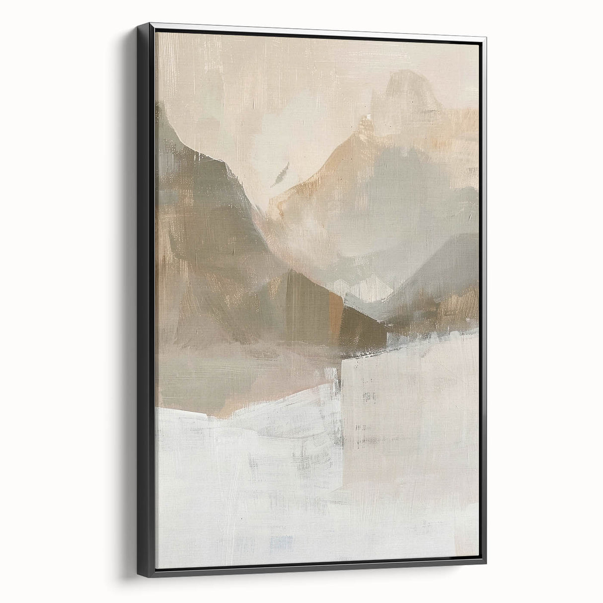 Framed canvas featuring abstract minimalist wall art with a sleek black design, showcasing a modern aesthetic ideal for contemporary home decor. Perfect for adding a touch of elegance and sophistication to any room.