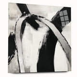 Large Abstract Wall Art – Modern Black and White Minimalist Canvas