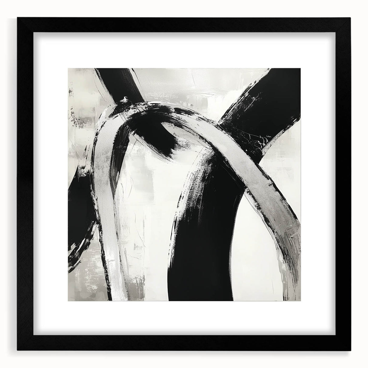Large Abstract Wall Art – Modern Black and White Minimalist Canvas