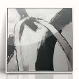Large Abstract Wall Art – Modern Black and White Minimalist Canvas