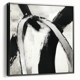 Large Abstract Wall Art – Modern Black and White Minimalist Canvas
