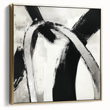 Large Abstract Wall Art – Modern Black and White Minimalist Canvas