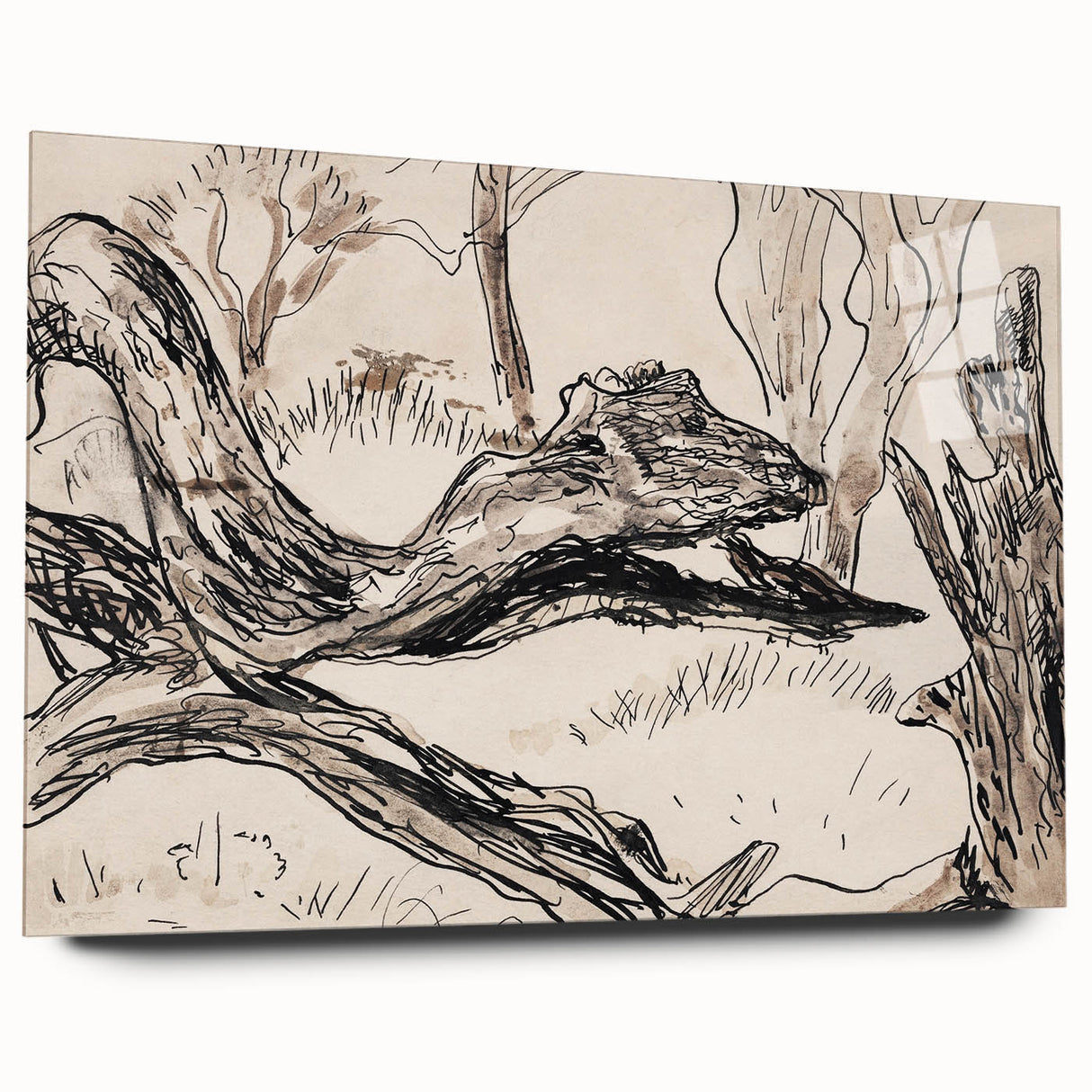 Monochrome Tree Sketch Modern Art - Minimalist Nature-Inspired Decor