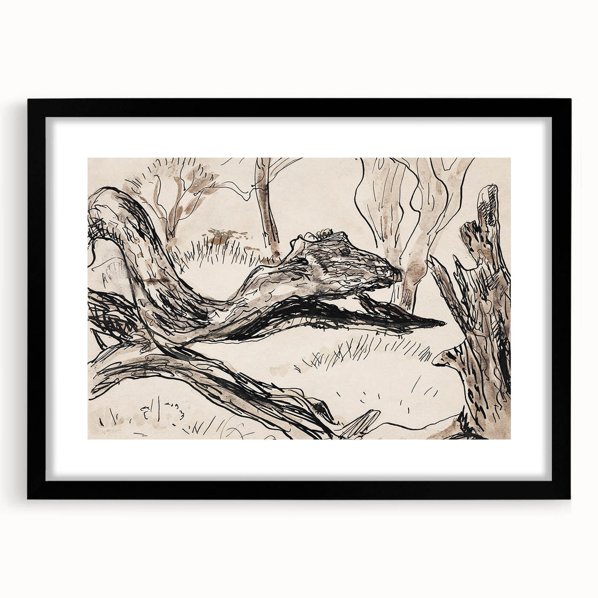 Monochrome Tree Sketch Modern Art - Minimalist Nature-Inspired Decor