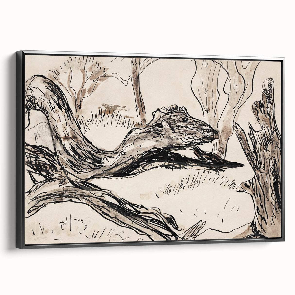 Monochrome Tree Sketch Modern Art - Minimalist Nature-Inspired Decor