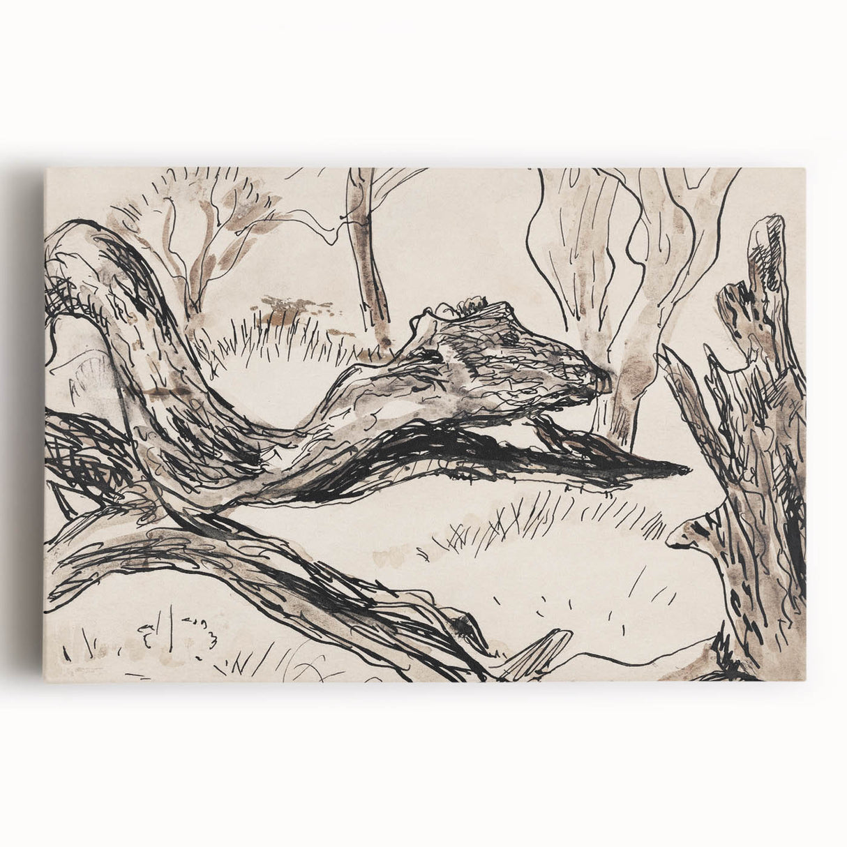 Monochrome Tree Sketch Modern Art - Minimalist Nature-Inspired Decor