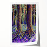 Abstract floral design rolled print showcasing vibrant colors and intricate patterns, perfect for modern home decor, securely packaged in a protective tube.