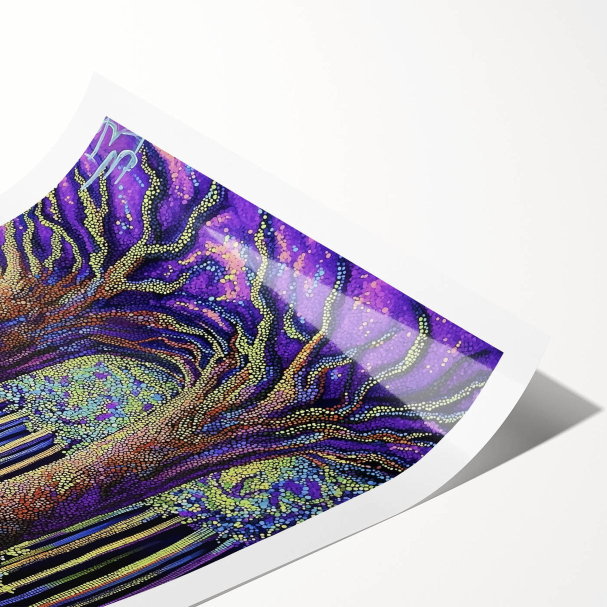 Vibrant abstract floral wall art print featuring bold colors and intricate designs, elegantly rolled for easy display or storage, ideal for home decor enthusiasts.