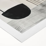 Abstract minimalist wall art on rolled canvas, showcasing soft pastel colors and geometric shapes, perfect for modern home decor. Packaged securely in a cardboard tube for protection during shipping.