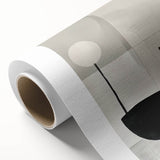 Abstract minimalist wall art on rolled canvas, showcasing soft pastel colors in geometric shapes, ideal for contemporary home decor, packaged securely in a cardboard tube.